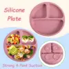100508-716582.webp 3-Piece Silicone Baby Feeding Set with Suction Bowl, Divided Plate, Spoon, Fork, and Bib