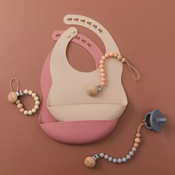 Waterproof Silicone Baby Bibs with Adjustable Neck and Crumb Catcher