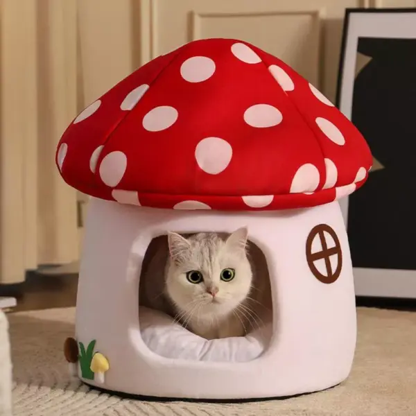 102080-f7886e.webp Cozy Removable Enclosed Cave for Pets – Warm Dog House & Cat Bed