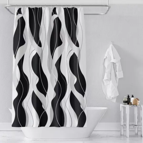 102306-42fcb4.webp Modern Striped Polyester Shower Curtain