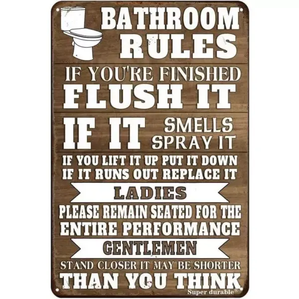 102352-fb1251.webp Charming Farmhouse Bathroom Humor Metal Tin Sign