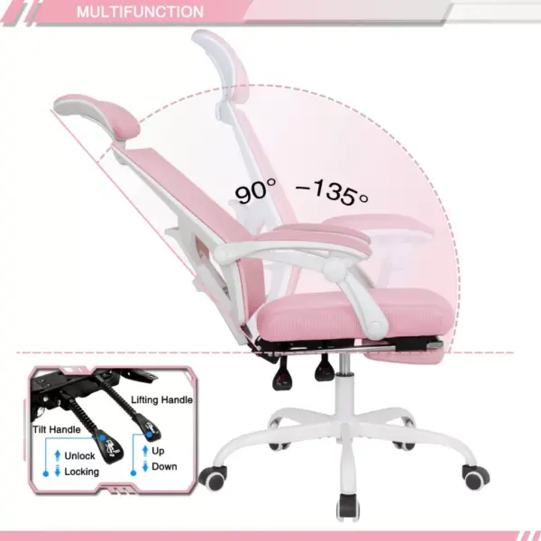 Ergonomic Mesh Office Chair with Adjustable Footrest and Headrest