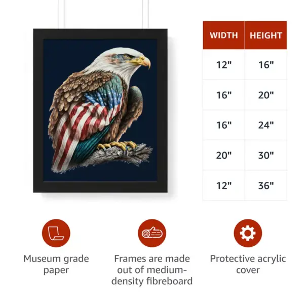 95615-8946d1.webp American Flag Bald Eagle Framed Vertical Poster - Printed Poster - Patriotic Framed Vertical Poster
