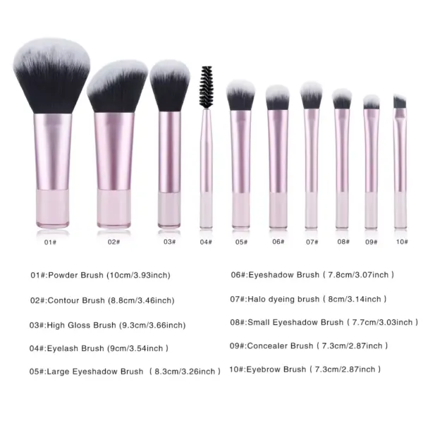 10Pcs Mini Travel Makeup Brush Set
