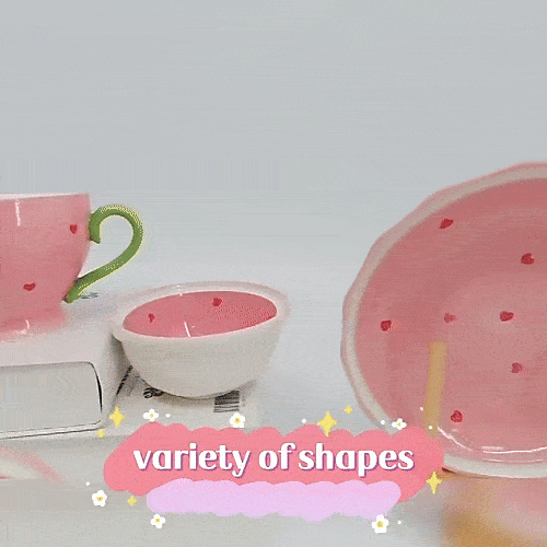 2 Charming Heart-Shaped Strawberry Ceramic Bowl