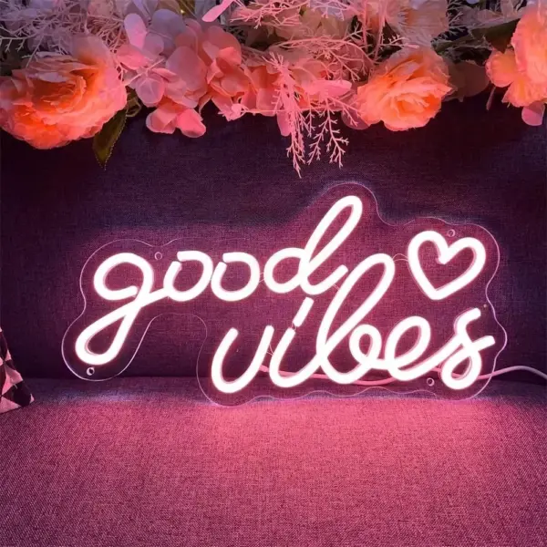 96783-85327f.webp LED Neon "Good Vibes" Sign for Beauty, Gaming, and Party Decor