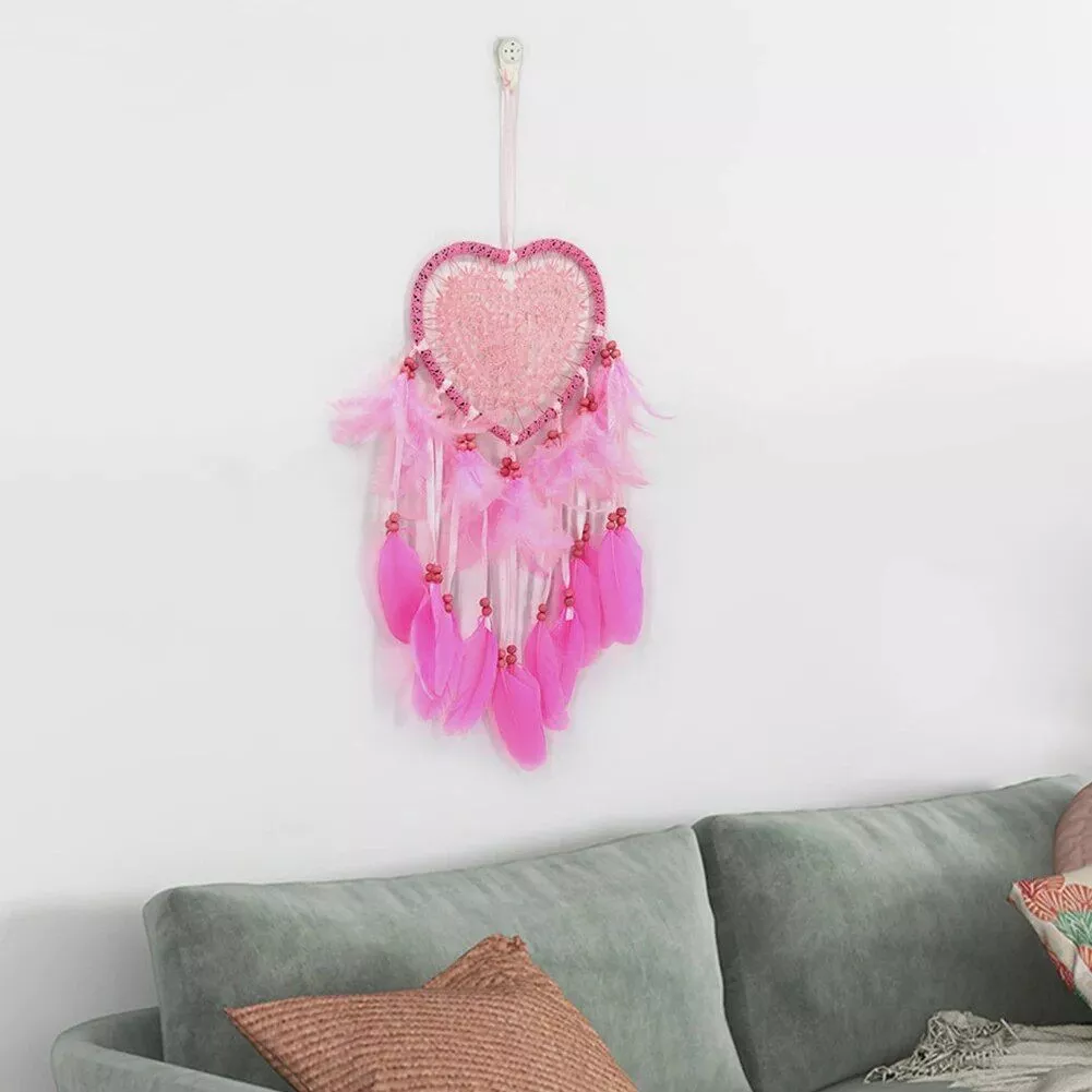 Heart-Shaped Dream Catcher with Feathers & Beads