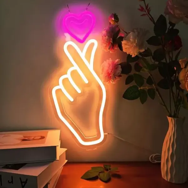 96787-066985.webp USB Powered Heart & Finger Neon Sign Light for Romantic Decor