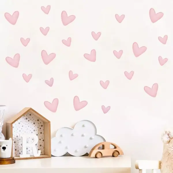 Pink Heart Wall Decals Set