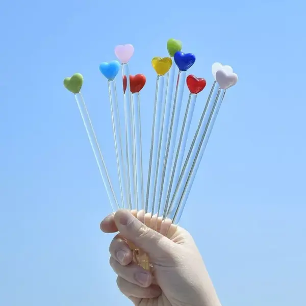 96810-5c3027.webp Colorful Heart-Shaped Glass Stirring Rod for Drinks & Decor