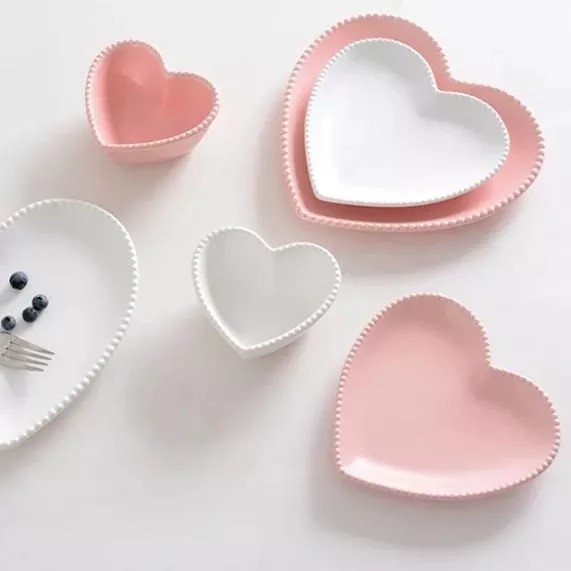 Heart-Shaped Ceramic Tableware Set