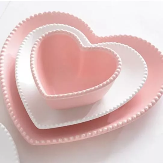 Heart-Shaped Ceramic Tableware Set