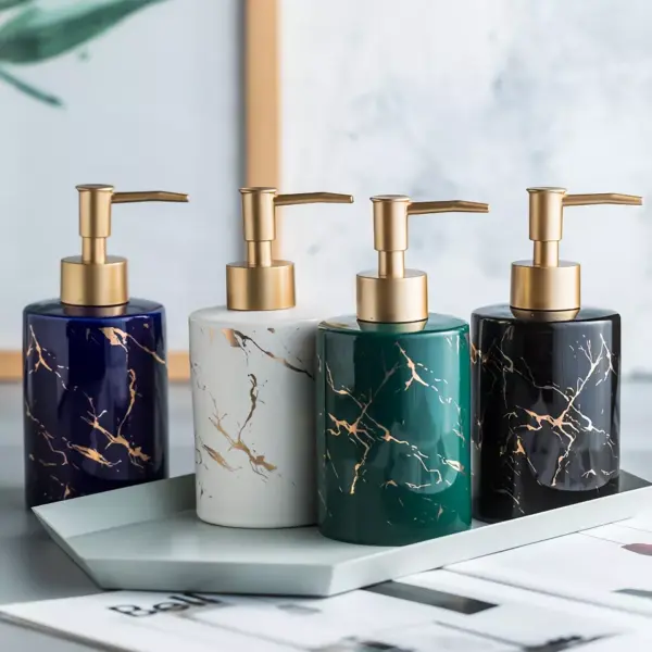 97978-0f97bb.webp Marbled Ceramic Hand Sanitizer Bottle - Stylish Lotion Dispenser