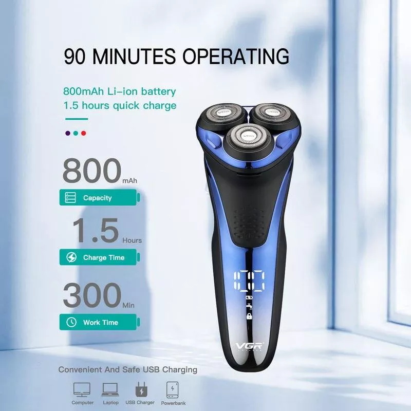 Waterproof 3D Rotary Electric Shaver & Beard Trimmer - Rechargeable, Silent, with Digital Display Waterproof 3D Rotary Electric Shaver & Beard Trimmer - Rechargeable, Silent, with Digital Display