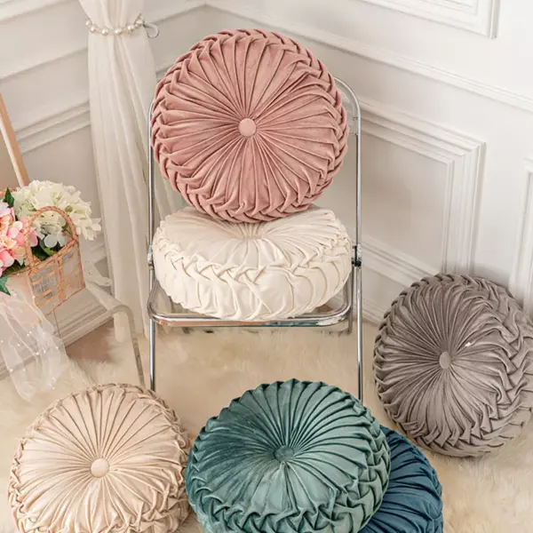 Round Velvet Pumpkin Pillow - Soft Dandelion Cushion for Sofa & Tatami