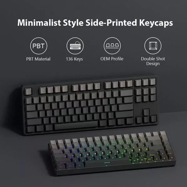 136-Key Gradient PBT Double Shot Backlit Keycaps for MX Mechanical Keyboards