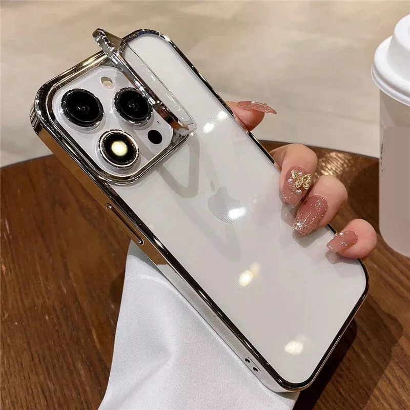 Clear Shockproof Cover with Invisible Glass Camera Lens Stand