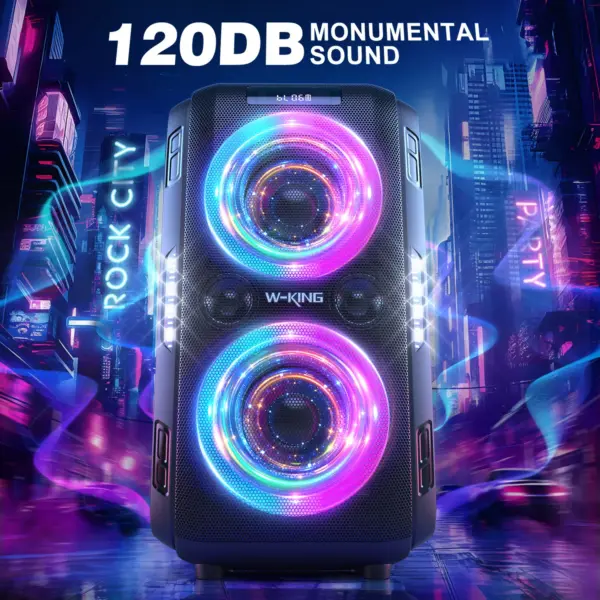 250W Peak Bluetooth Party Speaker with Custom Bass and 120dB Sound