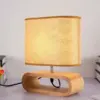 113174-085bbd.webp Contemporary Solid Wood & Fabric Table Lamp - LED Desk Lighting for Home & Office